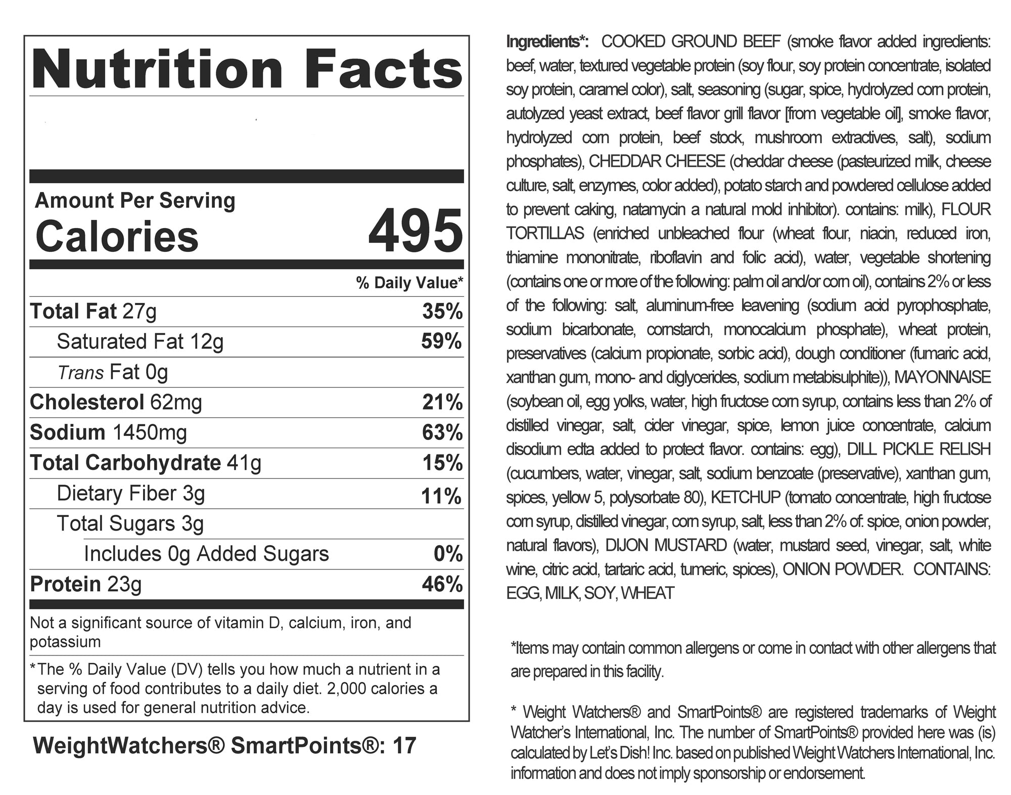 Cheeseburger Wraps 6 Serving