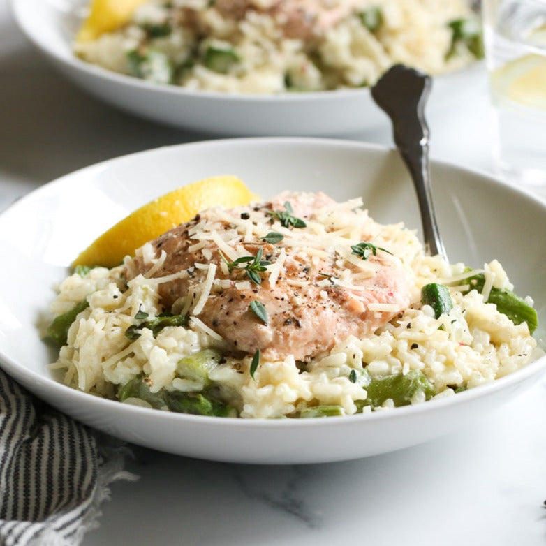 Salmon and Asparagus Risotto - Case – Let's Dish! Popup
