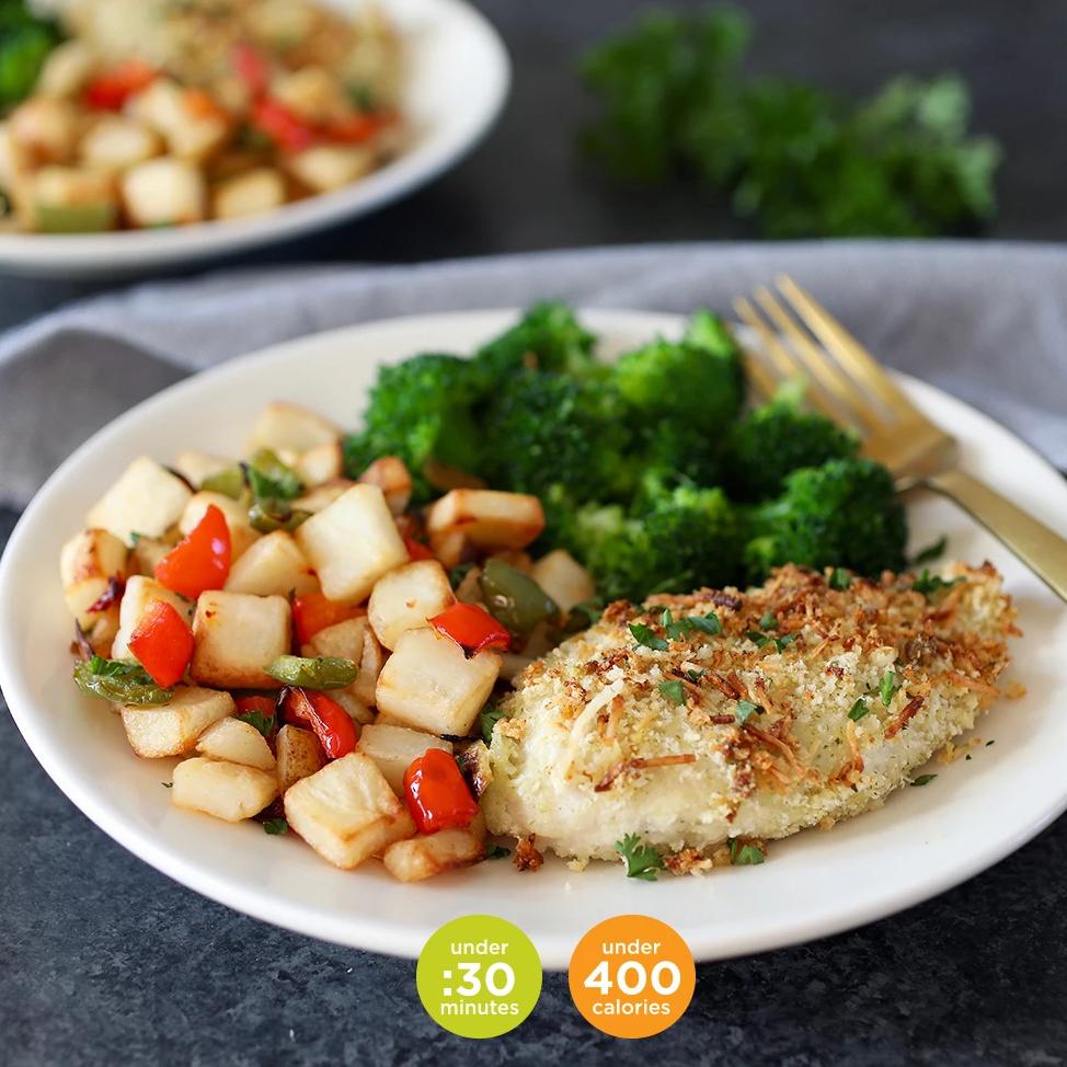 Plate of Asiago Ranch Chicken and Potatoes