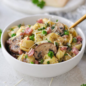 Creamy Three Cheese Tortellini with Ham