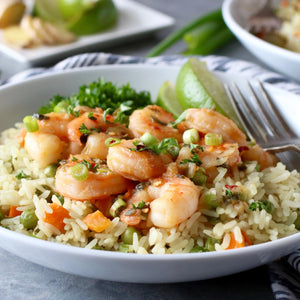 Honey-Ginger Shrimp with Jeweled Rice