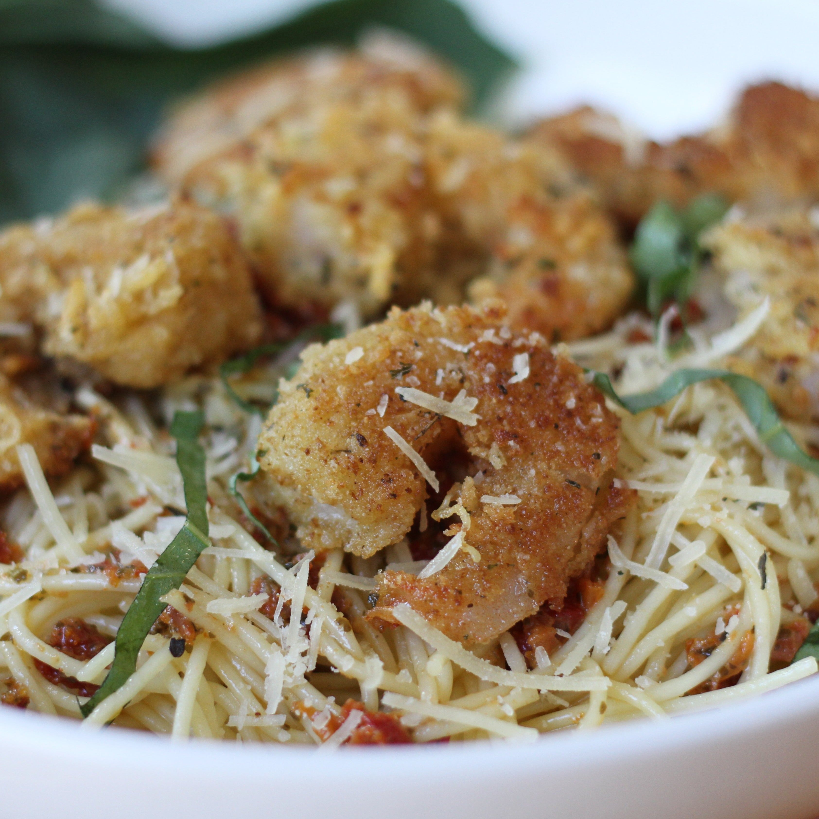 Parmesan Crusted Garlic Shrimp with Angel Hair Pasta - Case