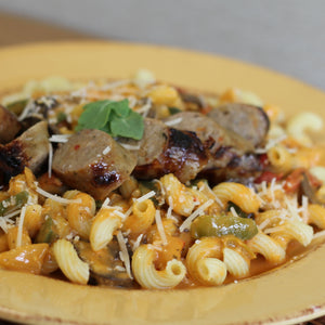 Roasted Red Pepper Pasta with Italian Sausage