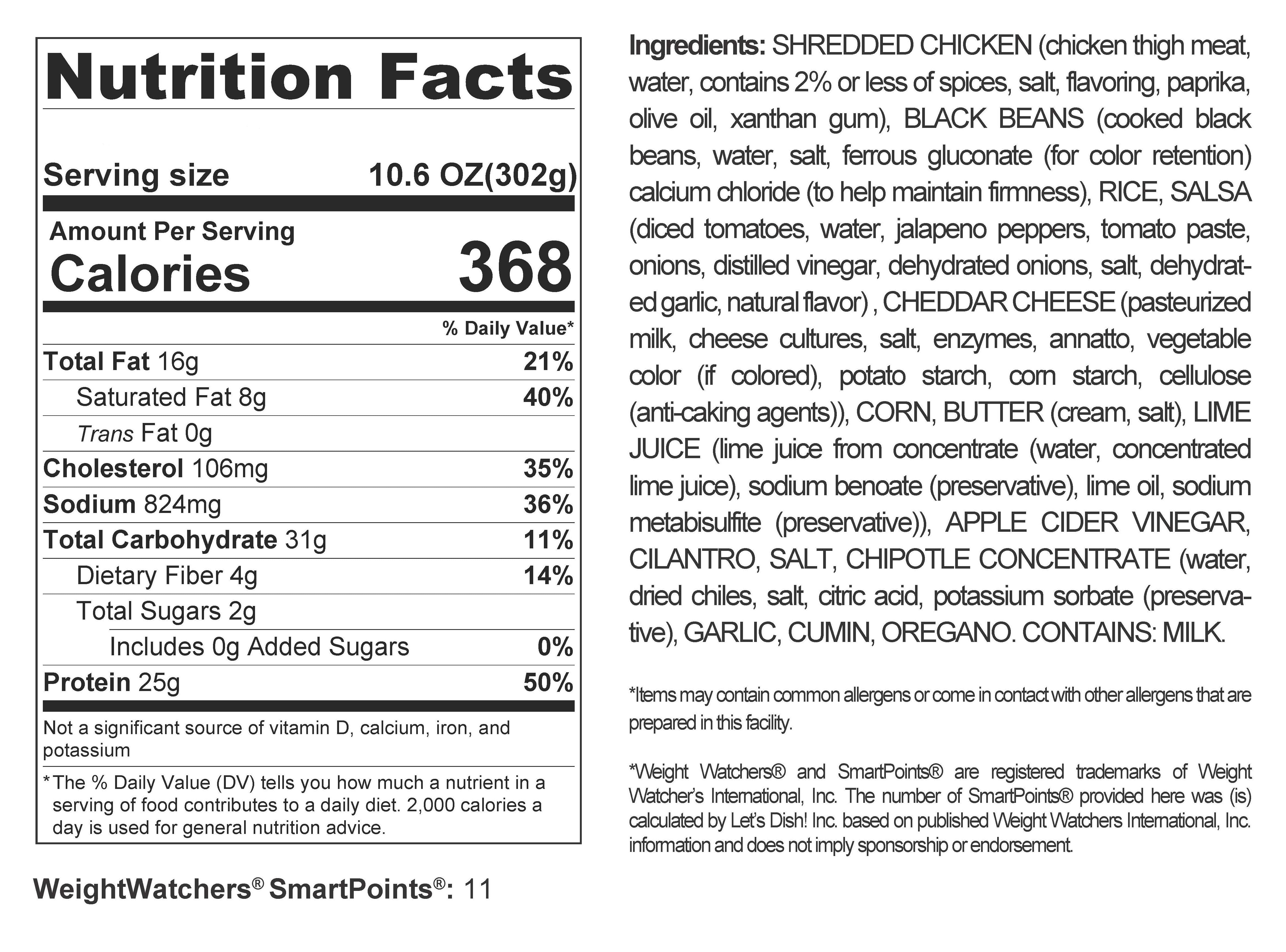 Shredded Chicken Burrito Bowls 6 Serving